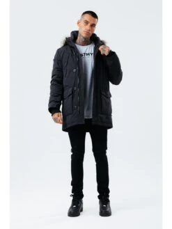 Hype Luxe Longline Men'S Parka Jacket - Black -Barbou Clothing Shop 10GUI SQ3 0000000004 BLACK MDo