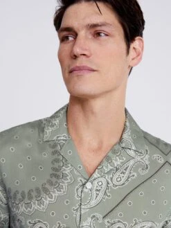 MOSS Batik Printed Cuban Collar Shirt -Barbou Clothing Shop 10R9L SQ4 0000000047 GREEN MDd