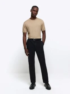 River Island Slim Fit Knitted T-Shirt - Beige -Barbou Clothing Shop 113KW SQ3 0000000108 BEIGE MDo