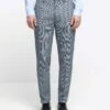 River Island Skinny Fit Dogtooth Suit Trousers -Barbou Clothing Shop 113VR SQ1 0000000020 BLUE MDf