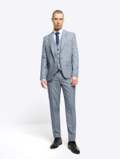 River Island Skinny Fit Dogtooth Suit Trousers -Barbou Clothing Shop 113VR SQ3 0000000020 BLUE MDo