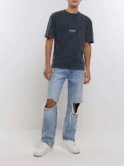 River Island Regular Fit Graphic Print T-Shirt -Barbou Clothing Shop 113XI SQ3 0000000004 BLACK MDo