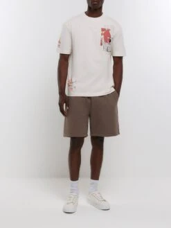 River Island Regular Fit Placement Graphic Top - White -Barbou Clothing Shop 113YT SQ3 0000000013 WHITE MDo