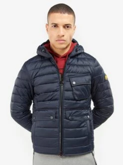 Barbour International Ouston Hooded Quilted Coat - Navy