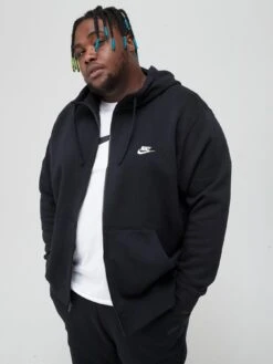 Nike NSWÂ Club Fleece Full Zip Hoodie (Plus Size)Â - Black