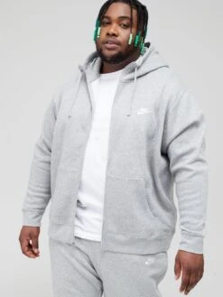 Nike Sportswear Club Fleece Full Zip Hoodie (Plus Size) - Dark Grey