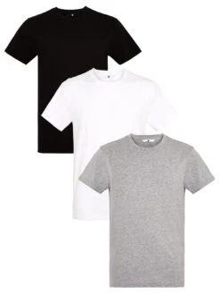 Everyday 3 Pack Of Essentials Crew Neck T-Shirt - Black/White/Grey