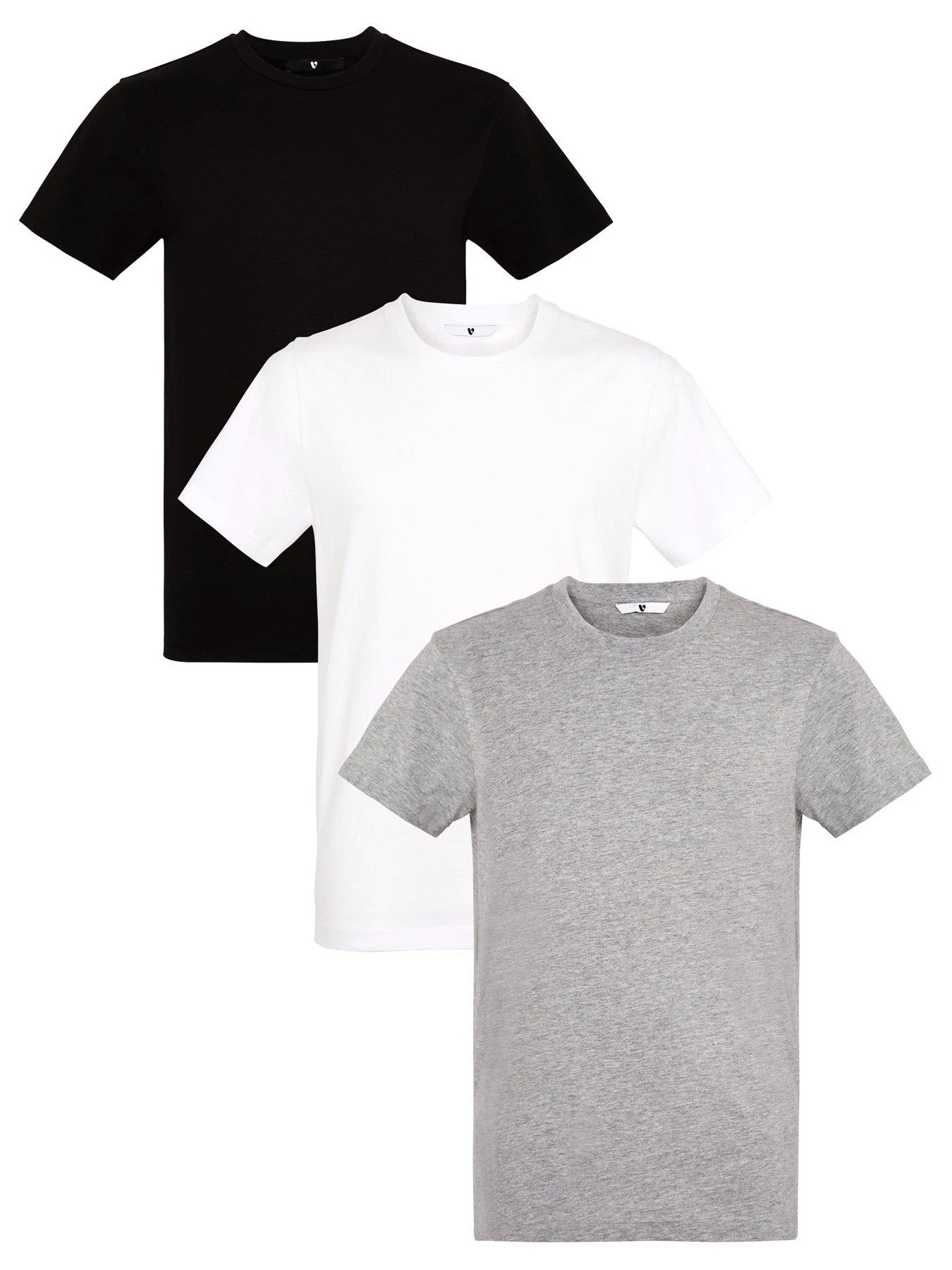 Everyday 3 Pack Of Essentials Crew Neck T-Shirt - Black/White/Grey 3 Everyday 3 Pack Of Essentials Crew Neck T-Shirt - Black/White/Grey