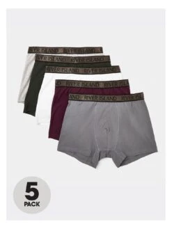 River Island 5 Pack Big & Tall Trunks - Khaki