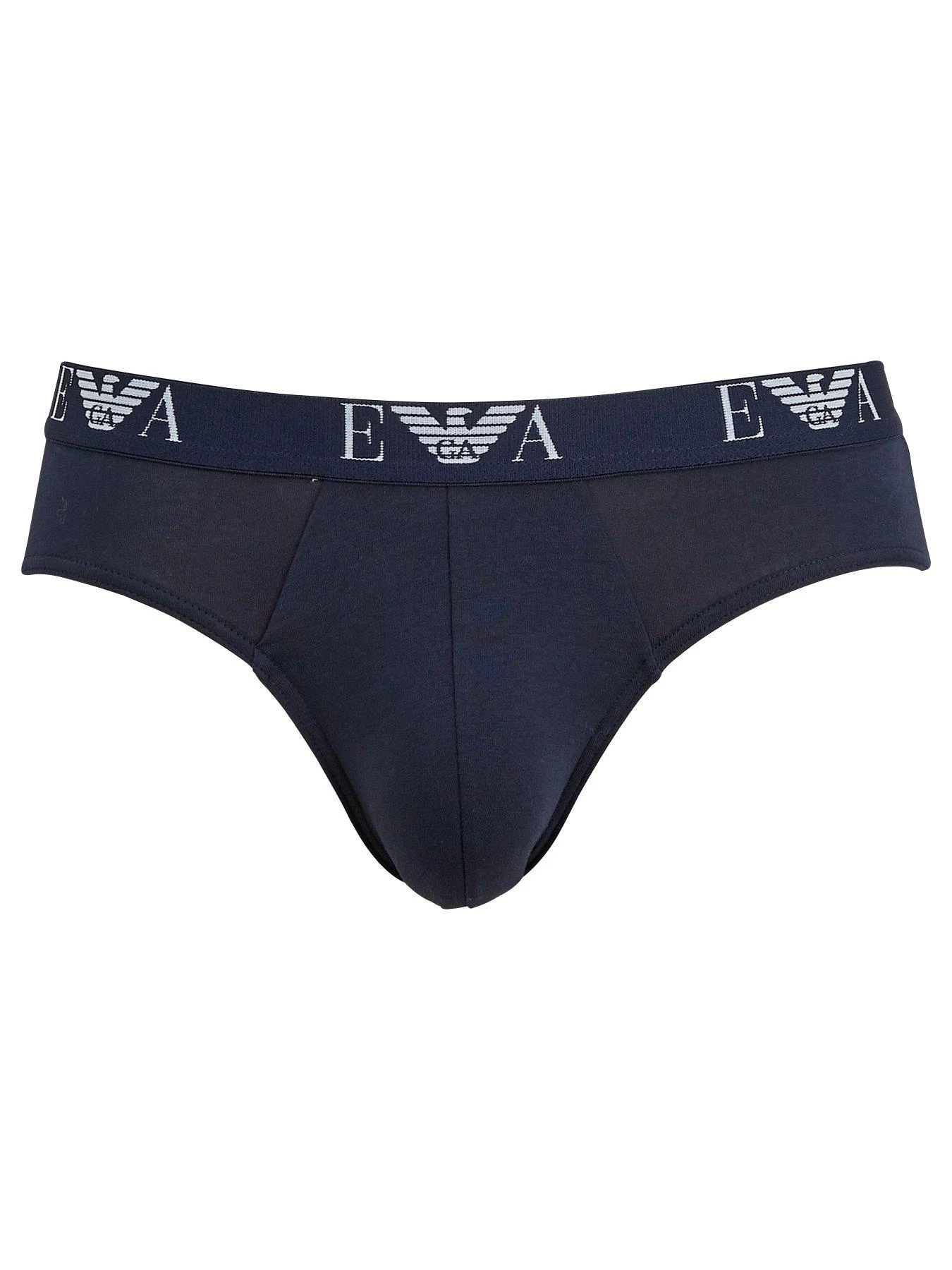 Emporio Armani Bodywear EA Waistband Stretch Cotton Briefs (3 Pack) - Black/Navy/White 4 Emporio Armani Bodywear EA Waistband Stretch Cotton Briefs (3 Pack) - Black/Navy/White - Image 2
