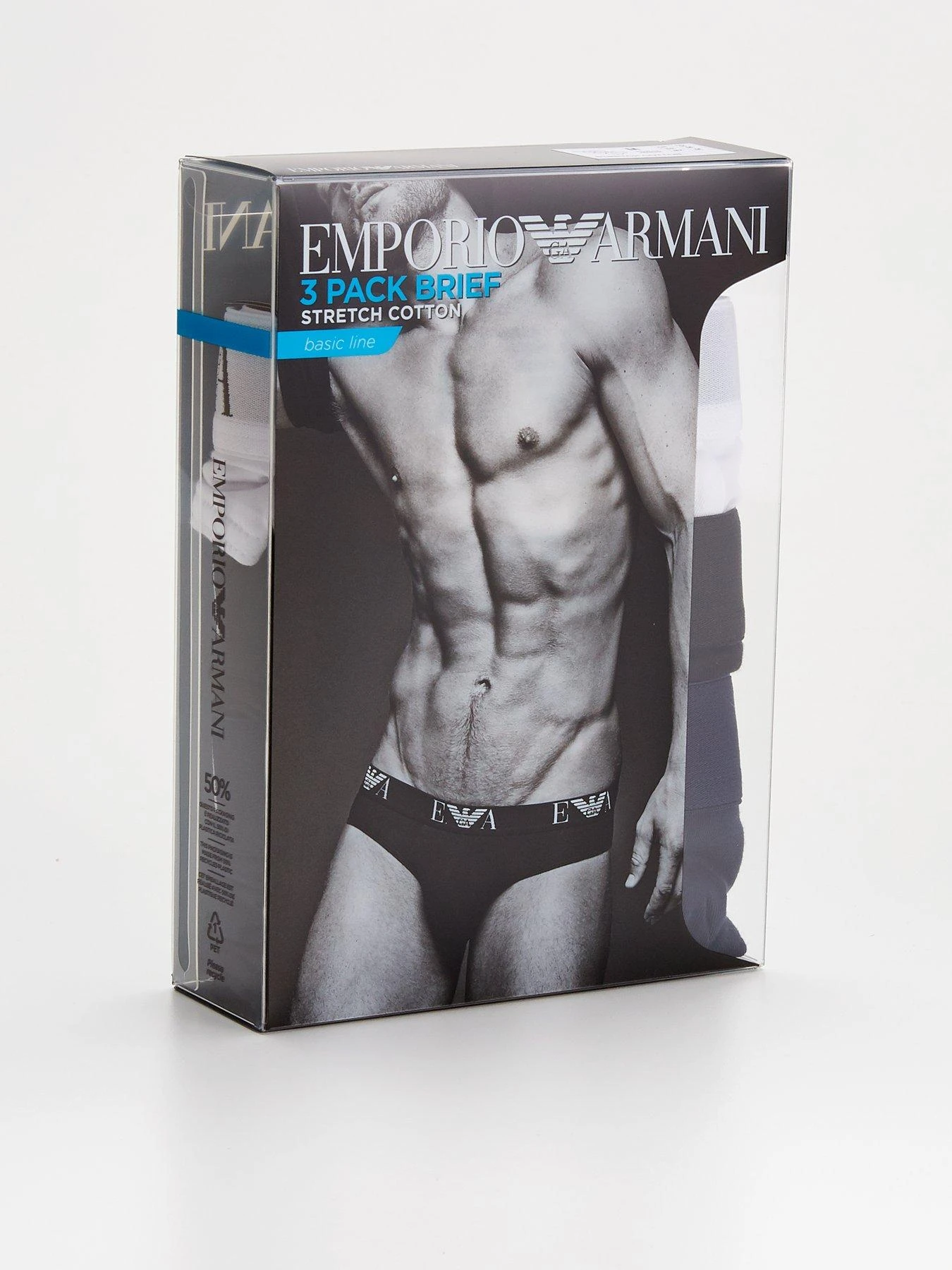 Emporio Armani Bodywear EA Waistband Stretch Cotton Briefs (3 Pack) - Black/Navy/White 5 Emporio Armani Bodywear EA Waistband Stretch Cotton Briefs (3 Pack) - Black/Navy/White - Image 3