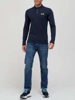 EA7 Emporio Armani Core ID Long Sleeve Polo Shirt - Navy 