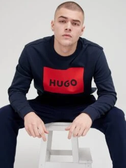 HUGO Duragol Large Logo Sweatshirt - Dark Blue -Barbou Clothing Shop TRTFP SQ4 0000000354 DARK BLUE MDd