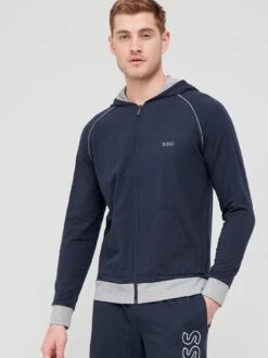 BOSS Bodywear Mix & Match Lounge Zip Through Hoodie - Navy 