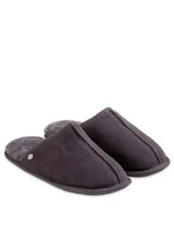 Just Sheepskin Donmar Overlocked Raised Seam Sheepskin Mule Slipper - Granite