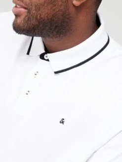 Jack & Jones Jack & Jones Big & Tall Paulos Logo Polo Shirt - White -Barbou Clothing Shop TUY7P SQ4 0000000013 WHITE MDd