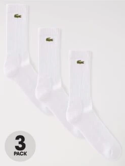 Lacoste 3 Pack Crew Socks - White