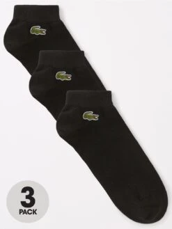Lacoste 3 Pack Sport Socks - Black