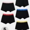 River Island 5 Pack Coloured Waistband Trunks - Multi -Barbou Clothing Shop U4DXX SQ1 0000000004 BLACK PKf