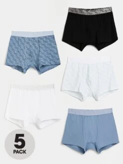 River Island 5 Pack RI Monogram Boxers - Blue/Multi