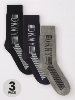 DKNY Gem Socks (3 Pack) - Black/Grey/Navy