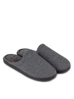 TOTES Waffle Mule With 360 Comfort & Pillowstep Slipper - Dark Grey