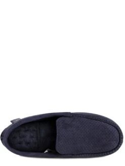 TOTES Mens Airtex Suedette Moccasin Slippers With Memory Foam & Pillowstep - Navy -Barbou Clothing Shop UHHKW SQ4 0000000048 NAVY SLt