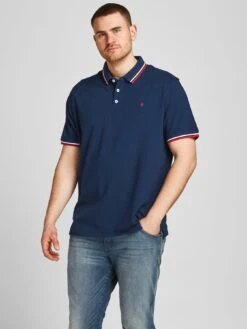 Jack & Jones Jack & Jones Plus Paulos Small Logo Polo Shirt - Navy Blazer