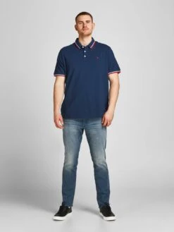 Jack & Jones Jack & Jones Plus Paulos Small Logo Polo Shirt - Navy Blazer -Barbou Clothing Shop UJRNG SQ3 0000001379 NAVY BLAZER MDo