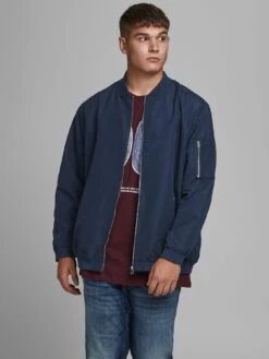 Jack & Jones Jack & Jones Plus Rush Bomber Jacket - Navy Blazer