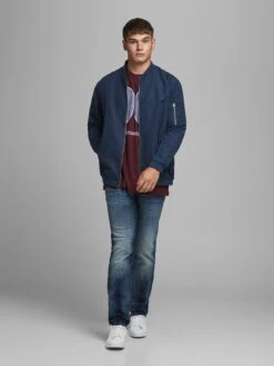 Jack & Jones Jack & Jones Plus Rush Bomber Jacket - Navy Blazer -Barbou Clothing Shop UJRP7 SQ3 0000001379 NAVY BLAZER MDo