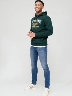 Jack & Jones Large Logo Overhead Hoodie - Green -Barbou Clothing Shop ULGKJ SQ3 0000000047 GREEN MDo