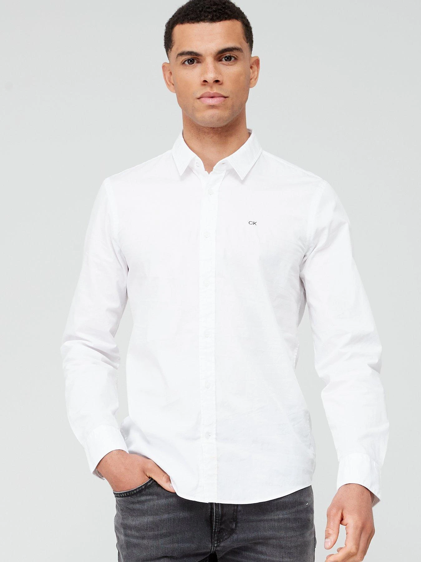 Calvin Klein Slim Fit Stretch Poplin Shirt - White 3 Calvin Klein Slim Fit Stretch Poplin Shirt - White