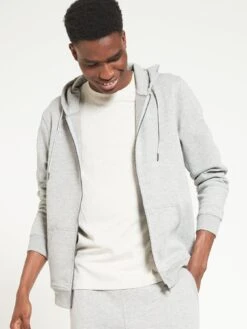 Everyday Essential Zip Through Hoodie Grey Marl - Grey Marl