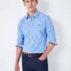 Crew Clothing Slim Micro Stripe Shirt - Sky Blue -Barbou Clothing Shop UNNXR SQ1 0000000377 SKY BLUE MDf