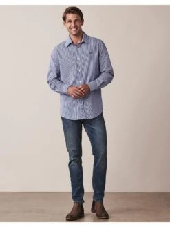 Crew Clothing Crew Classic Micro Gingham Shirt - Light Blue -Barbou Clothing Shop UNNYW SQ3 0000000150 LIGHT BLUE MDo