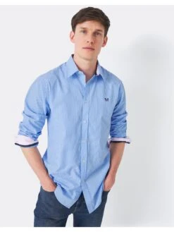 Crew Clothing Classic Micro Stripe Shirt - Sky Blue