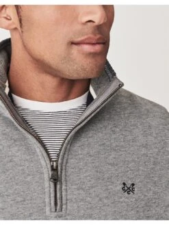 Crew Clothing Classic 1/2 Zip Sweat - Marl Grey -Barbou Clothing Shop UNP36 SQ4 0000000402 MARL GREY MDd