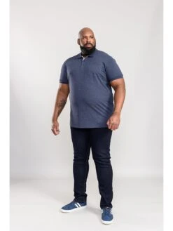 D555 Grant Pique Polo Shirt - Denim Blue Marl -Barbou Clothing Shop UV2FS SQ2 0000004531 DENIM MARL MDb