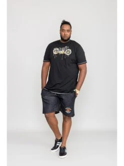 D555 Rochester Motor Bike With Drip Effect Printed T-Shirt - Black -Barbou Clothing Shop UV2HL SQ2 0000000004 BLACK MDb