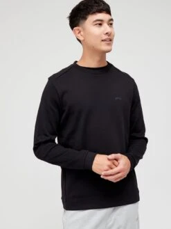 BOSS Salbo Curved Logo Sweatshirt - Black