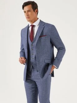 Skopes Jude Herringbone Tailored Fit Jacket - Blue