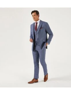Skopes Jude Herringbone Tailored Fit Jacket - Blue -Barbou Clothing Shop UZK4T SQ3 0000000020 BLUE MDo