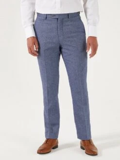 Skopes Jude Herringbone Tailored Fit Trousers - Blue