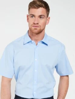 Everyday Shortsleeve Regular Fit Easy Care Smart Shirt - Light Blue -Barbou Clothing Shop UZMMJ SQ4 0000000150 LIGHT BLUE MDd