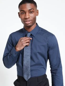 Everyday Long Sleeve Easy Care Smart Shirt - Navy -Barbou Clothing Shop V4NWP SQ4 0000000048 NAVY MDd