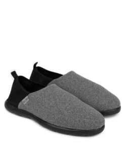 Totes Isotoner Isotoner Iso-flex Felt Full Back With Back Section Detail Slipper - Grey/Black