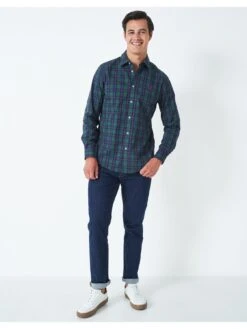 Crew Clothing Long Sleeve Dover Tartan Check Shirt -Barbou Clothing Shop V8MZS SQ3 0000000047 GREEN MDo