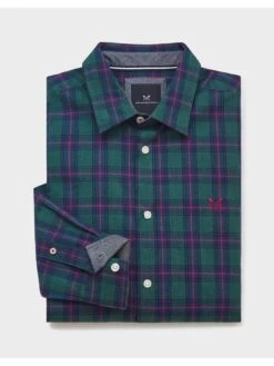 Crew Clothing Long Sleeve Dover Tartan Check Shirt -Barbou Clothing Shop V8MZS SQ4 0000000047 GREEN MDd
