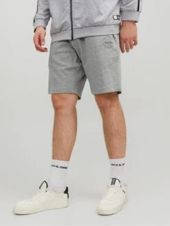 Jack & Jones PLUS Small Logo Sweat Shorts - Light Grey